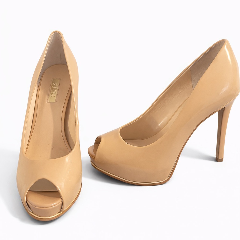 NEW GUESS Nude Peep-Toe Pumps – Size 7 – Classic & Elegant